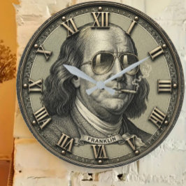 Funny Benjamin Franklin Money Art Vintage Stor Klocka