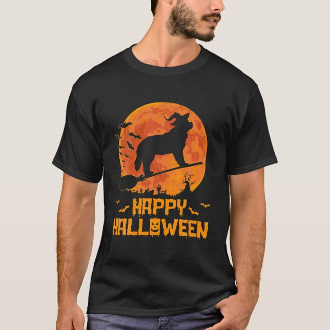 Funny Bernard Witch Pumpkin Halloween Costume T Shirt (Framsida)