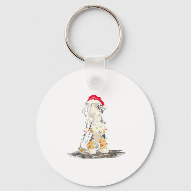 Funny Bernedoodle Christmas Graphics Dog Lights Lo Nyckelring (Framsida)