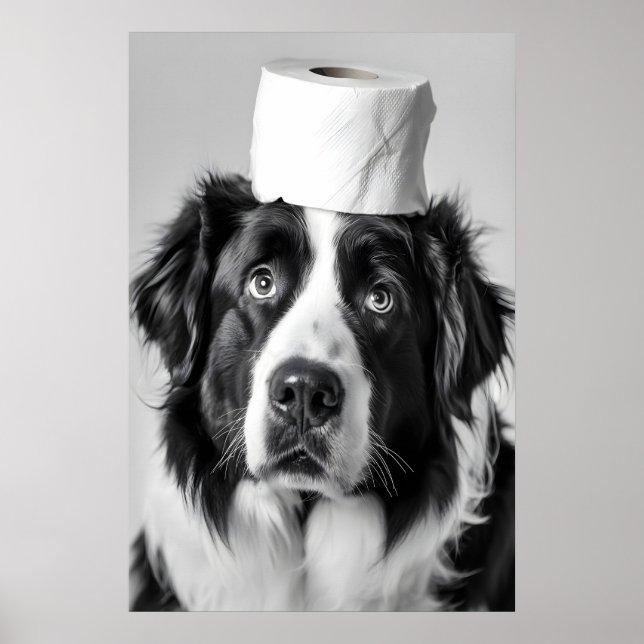 Funny Bernese Mountain Dog Bathroom Print, Toilet Poster (Framsidan)