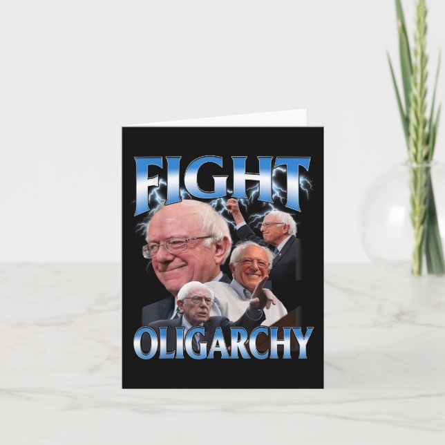 Funny Bernie Sanders Shirt Fight Oligarchy Kort (Framsida)