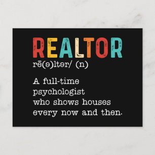 Funny beskrivning av Realtor-jobbet Gods Agent Vykort