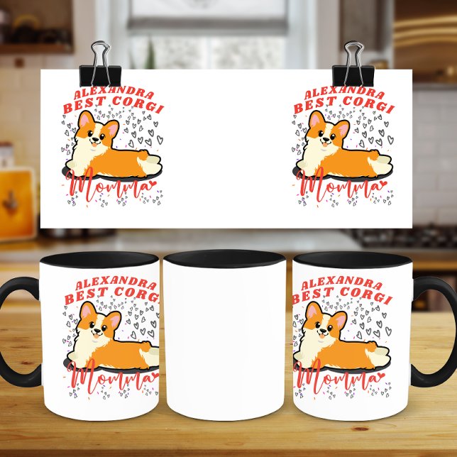Funny Best Corgi Momma med grafikhjärtan Mugg (Skapare uppladdad)
