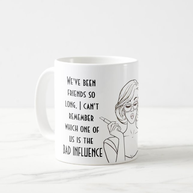 Funny Best Friend BAD INFLUENCE Quote Humor Gift Kaffemugg (Framsida vänster)