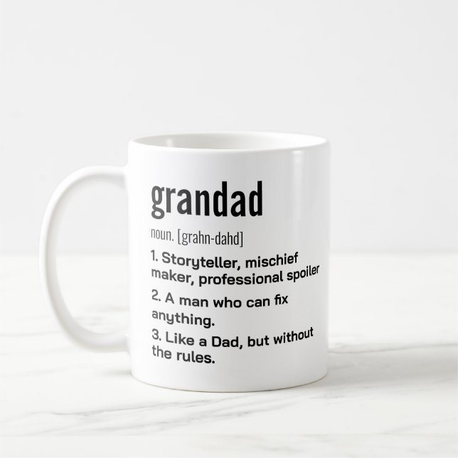 Funny Best Grandad Definition Gift for Grandfather Kaffemugg (Vänster)