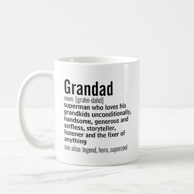 Funny Best Grandad Definition Gift for Grandfather Kaffemugg (Vänster)