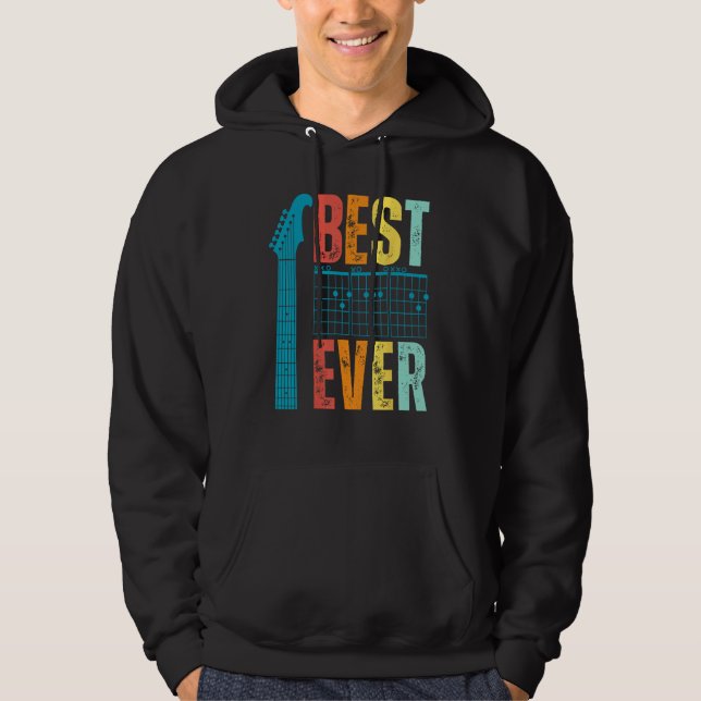 funny best guitar dad ever guitar chords for guita hoodie (Framsida)