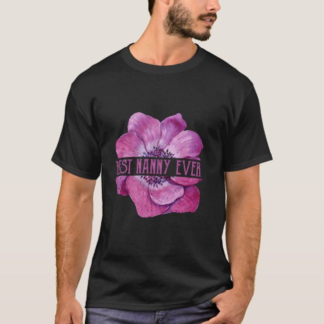 Funny Best Nanny Aldrig Anemone Apparel Itaian Gra T Shirt (Framsida)