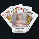 Funny Best Pappa One-foto Casinokort<br><div class="desc">Lustigt "Handlar med bästa Pappa någonsin" spelkortsdäck. All text är justerbar. Underbar för familjespel kväll eller när du vill att din motståndare ska ha behålla till sin egen! One Photo Option</div>