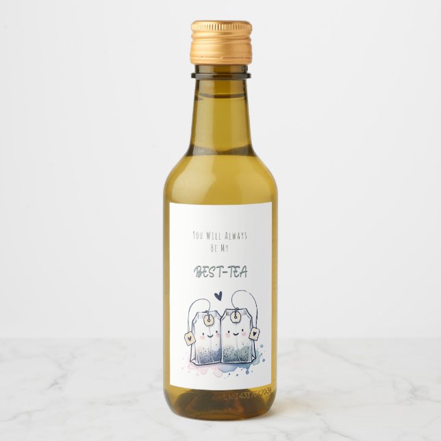 Funny Best-Tea Pun Humor Friend Grattis på födelse Vinetikett (Framsida)