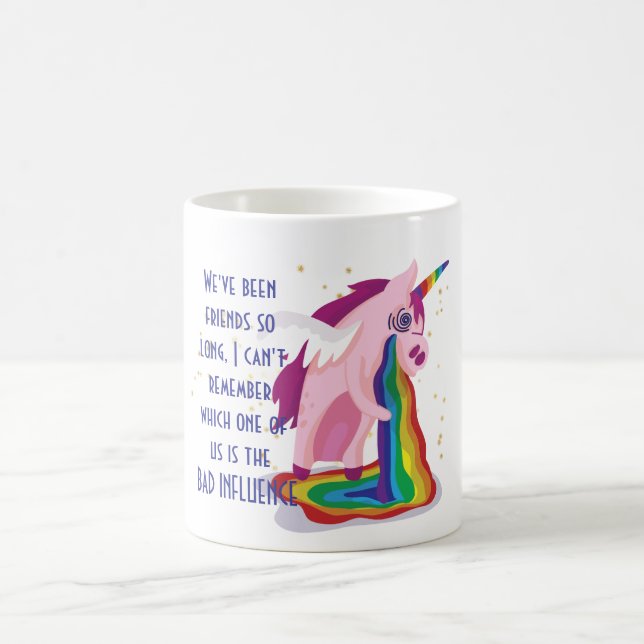 Funny Bestkompis BAD INFLUENCE Unicorn Sick Vomit Kaffemugg (Center)