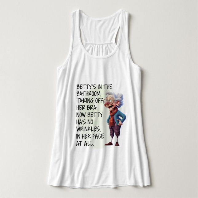 Funny Betty's in the Bathroom Linne Med Racerback (Design framsida)