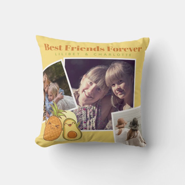 Funny BFF PHOTO COLLAGE Gift Avocado Pineapple Kudde (Framsida)