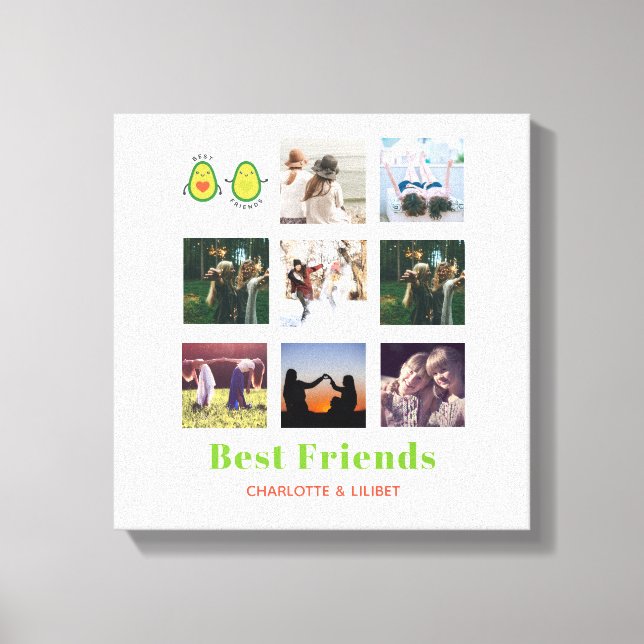 Funny BFF PHOTO COLLAGE Gift Personlig AVOCADO Canvastryck (Framsida)