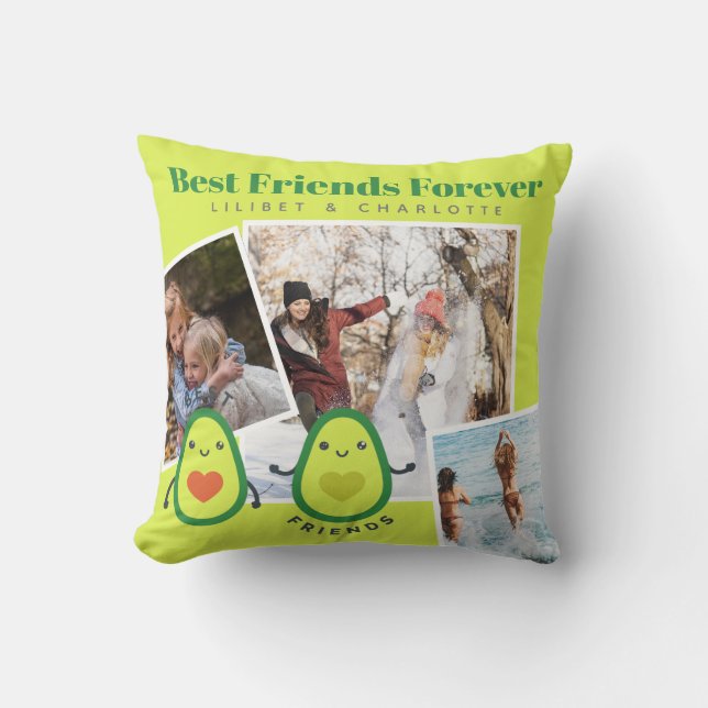 Funny BFF PHOTO COLLAGE Gift Personlig AVOCADO Kudde (Framsida)