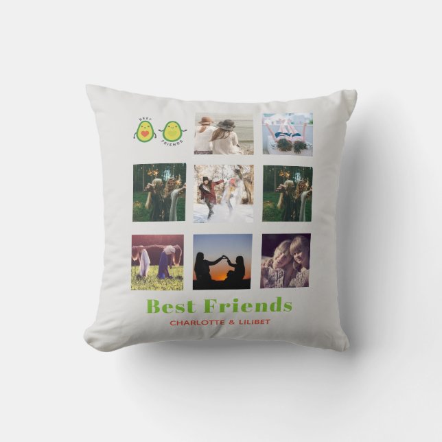 Funny BFF PHOTO COLLAGE Gift Personlig AVOCADO Kudde (Framsida)