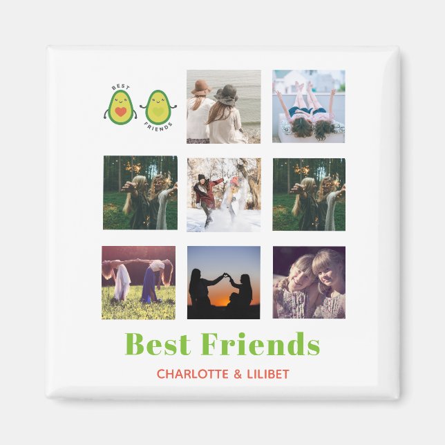 Funny BFF PHOTO COLLAGE Gift Personlig AVOCADO Magnet (Framsidan)