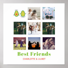 Funny BFF PHOTO COLLAGE Gift Personlig AVOCADO Poster