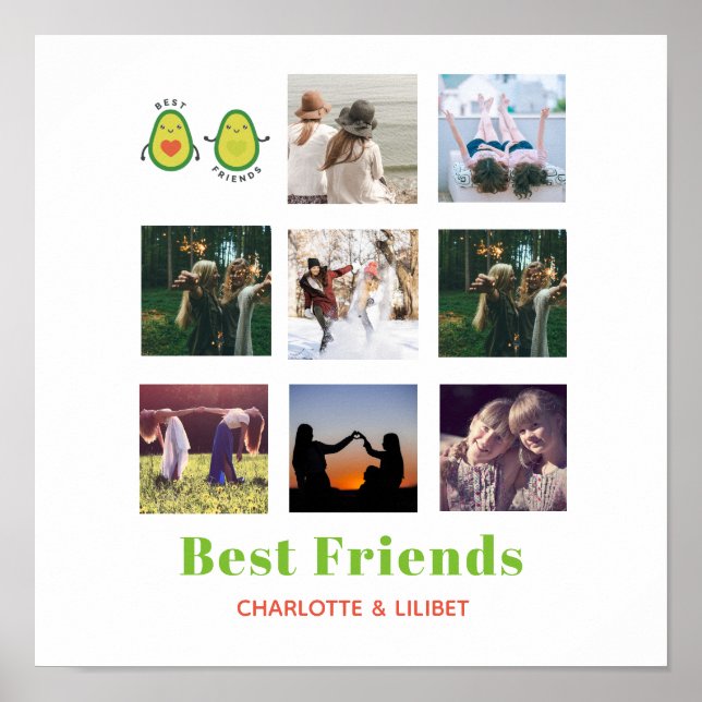 Funny BFF PHOTO COLLAGE Gift Personlig AVOCADO Poster (Framsidan)