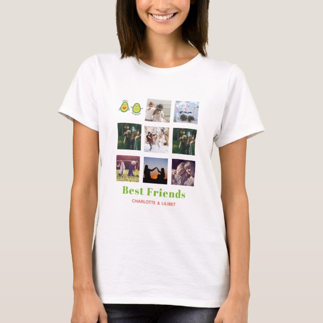 Funny BFF PHOTO COLLAGE Gift Personlig AVOCADO T Shirt (Framsida)