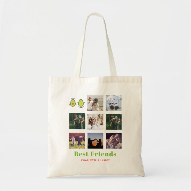 Funny BFF PHOTO COLLAGE Gift Personlig AVOCADO Tygkasse (Framsidan)