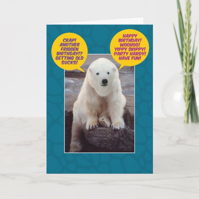 Funny Bi-Polar Birthday Bear Kort (Framsida)