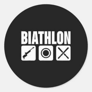 Funny Biathlon Biathlete Target Sports Tagning Sk Runt Klistermärke