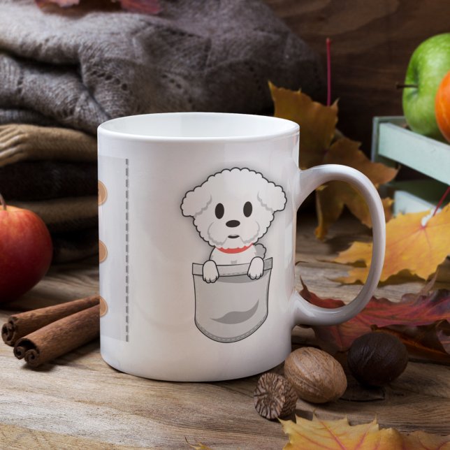 Funny Bichon Frisé Pocket Design Hund älskare Pers Kaffemugg (Skapare uppladdad)