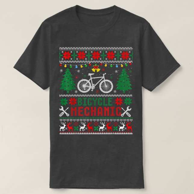 Funny Bicycle Mechanic Ugly jul Sweaters T Shirt (Design framsida)