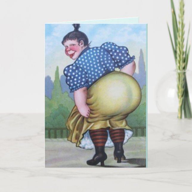 FUNNY BIG BUTT WOMAN GRATTIS PÅ FÖDELSEDAGEN Card Helgkort (Framsida)