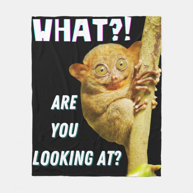 Funny Big Eyed Tarsier What Are You Looking At Fleecefilt (Framsidan)