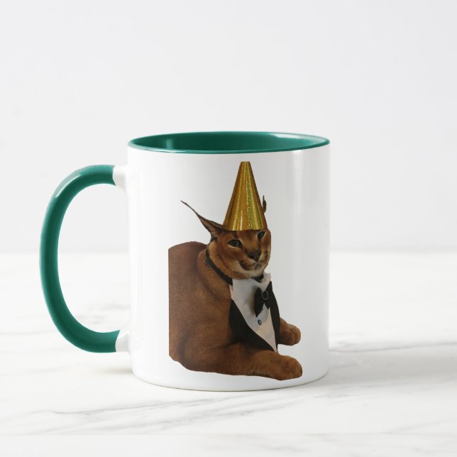 Funny Big Floppa Birthday Cat Meme Double Sided  Mugg (Vänster)