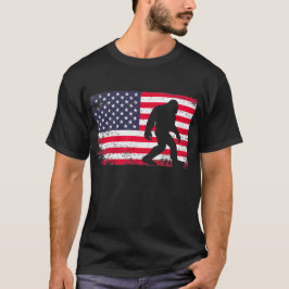 Funny Big Foot/Sasquatch American Flagga T Shirt