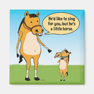 Funny Big Horse och Little Horse Fridge Magnet