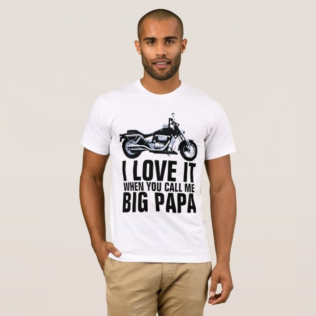 FUNNY BIG PAPPA MOTORCYCLE MANAR T-SHIRTS (Hel framsida)