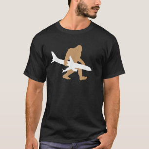 Funny Bigfoot Airplan Shirt Cute Pilot Sasquatch T