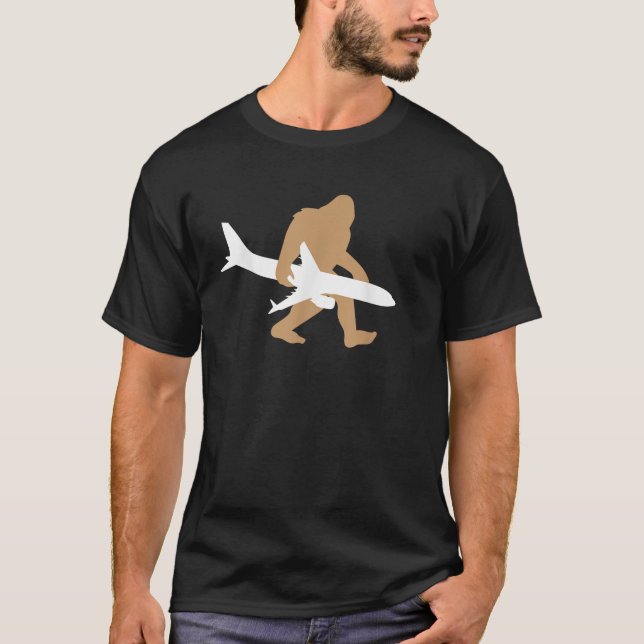 Funny Bigfoot Airplan Shirt Cute Pilot Sasquatch T (Framsida)