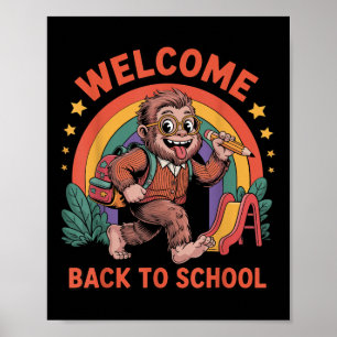 Funny Bigfoot Back to school Kid Bigfoot-ryggsäck Poster