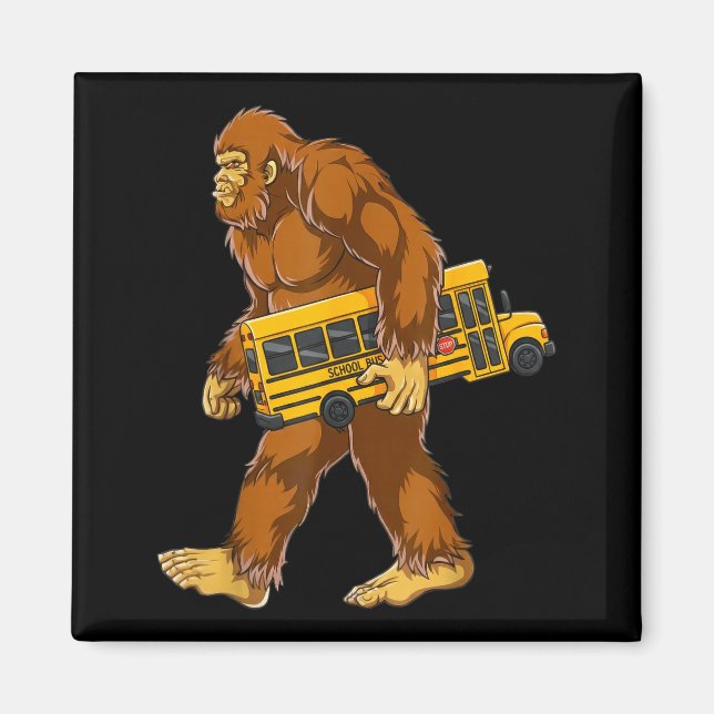 Funny Bigfoot Bus Driver Sasquatch School Bus Love Magnet (Framsidan)