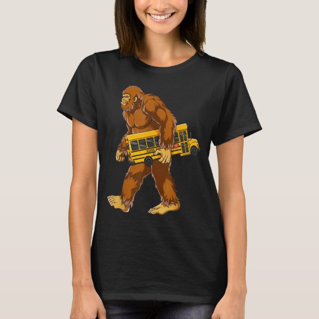 Funny Bigfoot Bus Driver Sasquatch School Bus Love T Shirt (Framsida)