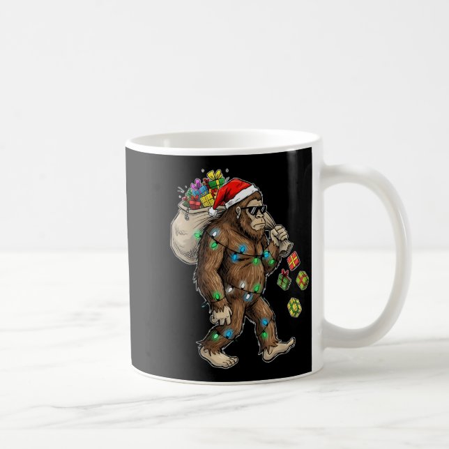 Funny Bigfoot Christmas Tree Lights Xmas Boys Mens Kaffemugg (Höger)