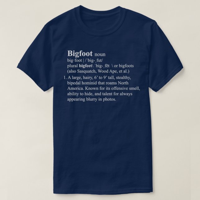 Funny Bigfoot-definition T Shirt (Design framsida)