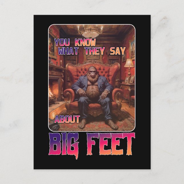 Funny Bigfoot Feet Meme Vykort (Framsida)