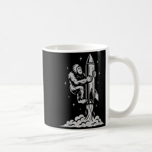 Funny Bigfoot Flying Into Space With Stars And Cos Kaffemugg (Höger)