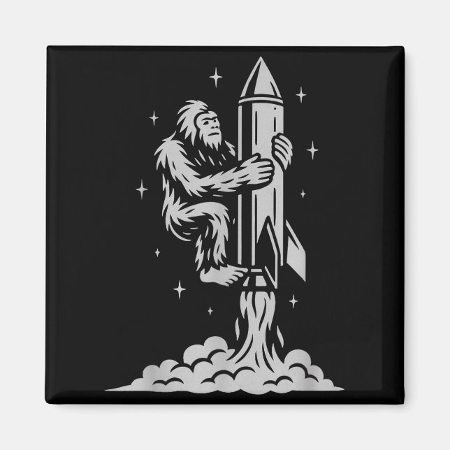 Funny Bigfoot Flying Into Space With Stars And Cos Magnet (Framsidan)