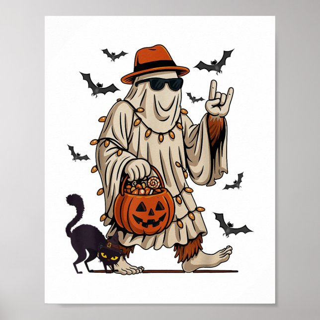 Funny Bigfoot Ghost Halloween Costume Sasquatch Bo Poster (Framsidan)