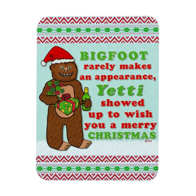 Funny Bigfoot God jul Sasquatch Pun Magnet (Vertikal)
