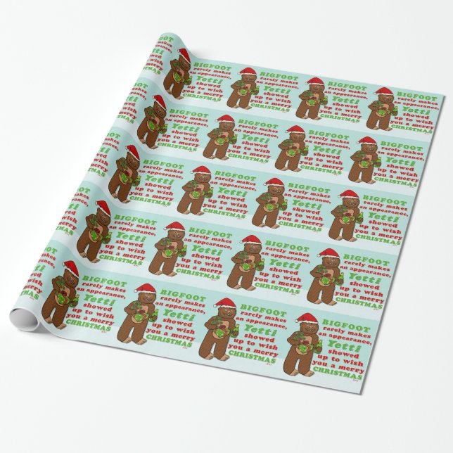 Funny Bigfoot God jul Sasquatch Pun Presentpapper (Utrullad)