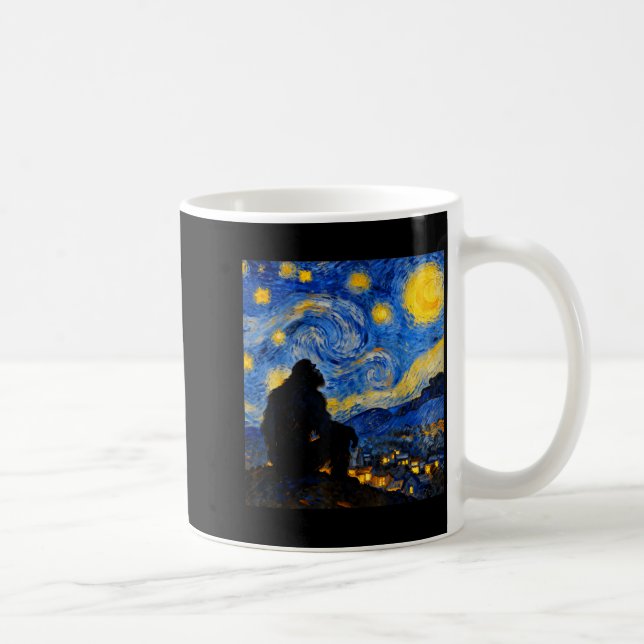 Funny Bigfoot Graphic Van Gogh Style Sasquatch Sta Kaffemugg (Höger)
