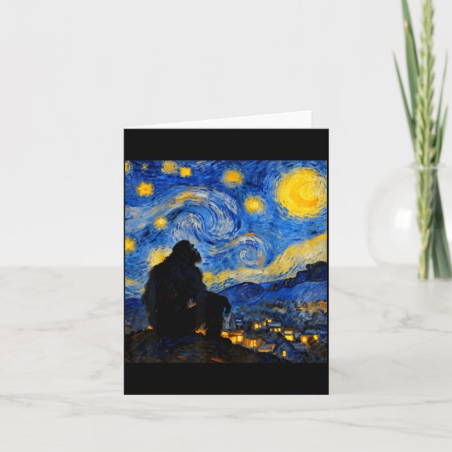 Funny Bigfoot Graphic Van Gogh Style Sasquatch Sta Kort (Framsida)